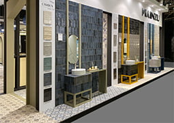 Vista de los ambientes de las series Decor Camden - Astoria - Gatsby - Charlestone - Duke en el Stand de Cevisama